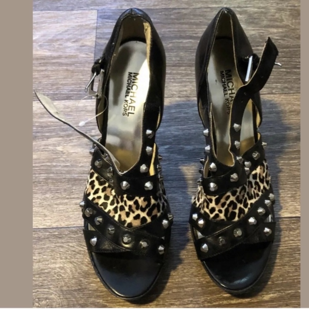 Michael Kors patent leather animal print heels